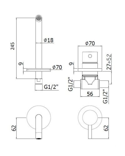 Смеситель для раковины Paffoni Light LIG007NO70 Черный матовый