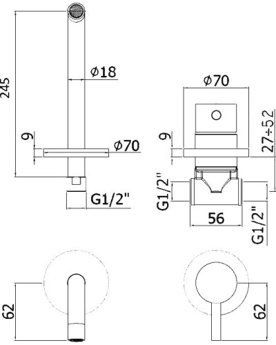 Смеситель для раковины Paffoni Light LIG007CR70 Хром