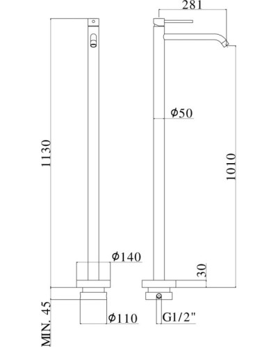 Смеситель для раковины Paffoni Light LIG031NO Черный матовый