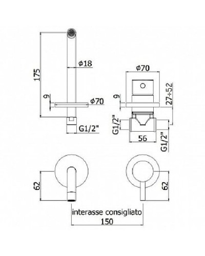 Смеситель для раковины Paffoni Light LIG006ST70 Сталь