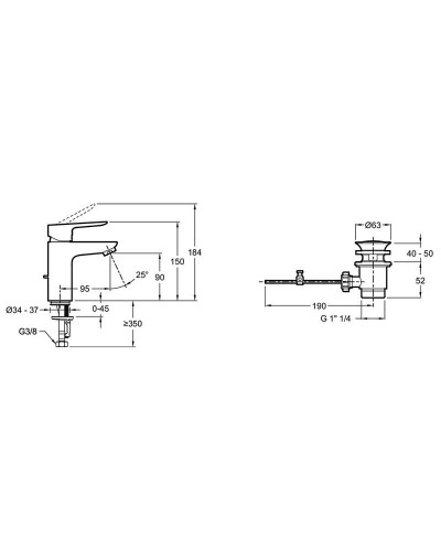 Смеситель для раковины Jacob Delafon Oscar E29842-BL Черный матовый