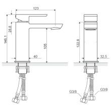 Смеситель для раковины с донным клапаном Excellent Pride ARAC.4001CR