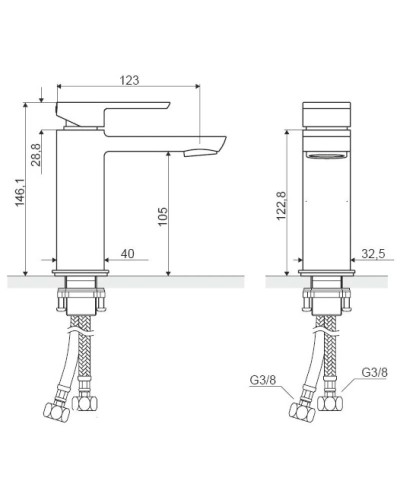 Смеситель для раковины с донным клапаном Excellent Pride ARAC.4001CR