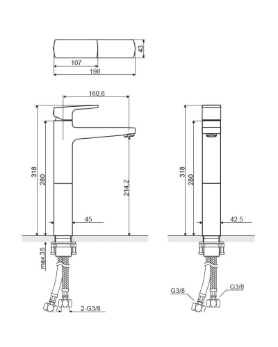 Смеситель для раковины с донным клапаном Excellent Platania ARAX.7002CR
