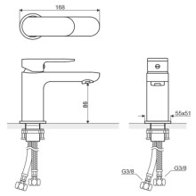 Смеситель для раковины с донным клапаном Excellent Calm ARAC.5001CR