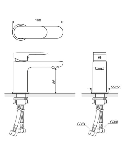 Смеситель для раковины с донным клапаном Excellent Calm ARAC.5001CR