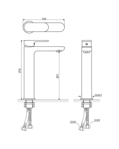 Смеситель для раковины-чаши с донным клапаном Excellent Calm ARAC.5002CR