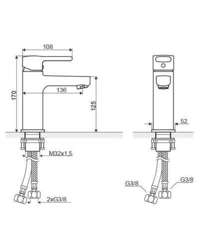 Смеситель для раковины с донным клапаном Excellent Active ARAC.1001CR