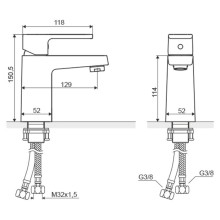 Смеситель для раковины с донным клапаном Excellent Square ARAC.1501CR
