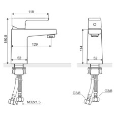Смеситель для раковины с донным клапаном Excellent Square ARAC.1501CR