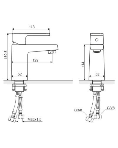 Смеситель для раковины с донным клапаном Excellent Square ARAC.1501CR