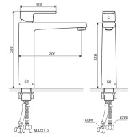 Смеситель для раковины-чаши с донным клапаном Excellent Square ARAC.1502CR