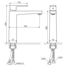 Смеситель для раковины-чаши с донным клапаном Excellent Square ARAC.1502CR
