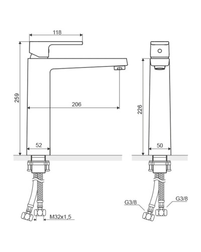 Смеситель для раковины-чаши с донным клапаном Excellent Square ARAC.1502CR