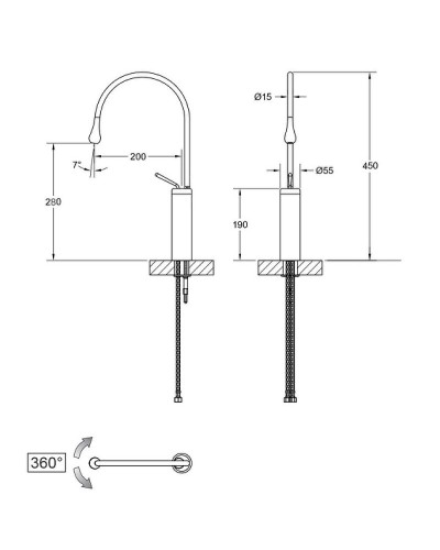 Смеситель для раковины Bronze de Luxe Scandi 9015B Черный матовый