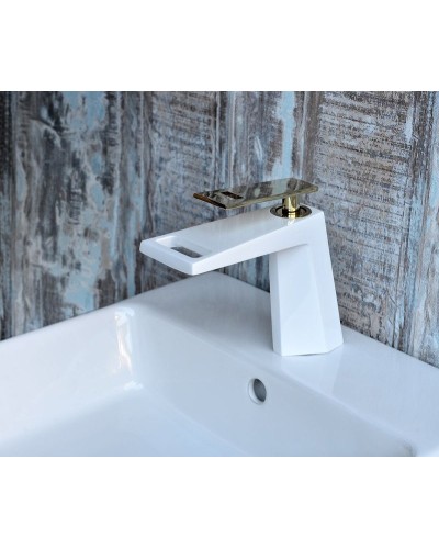 Смеситель для раковины Bronze de Luxe Quadro A919W Белый Золото