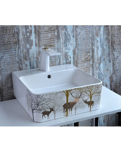 Смеситель для раковины Bronze de Luxe Quadro A919W Белый Золото