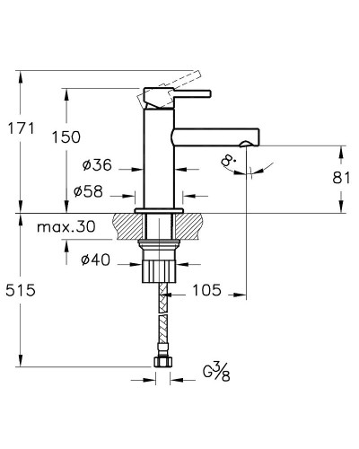Смеситель для раковины Vitra Origin A4255536 Черный матовый