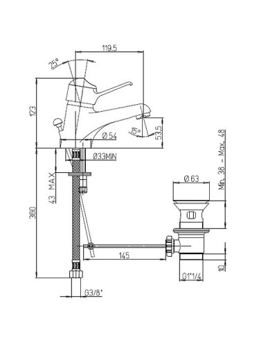 Смеситель для раковины Paini Creta 30CR211R2LMKM Хром