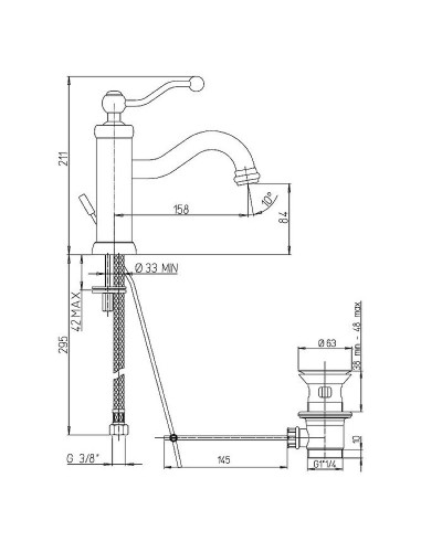 Смеситель для раковины Paini Duomo 88OP211 Золото PVD