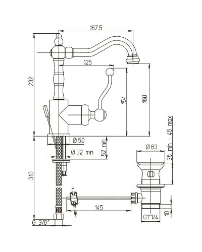 Смеситель для раковины Paini Duomo 88CR2502SKM Хром