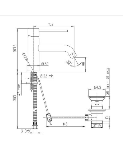 Смеситель для раковины Paini Cox 78PZ211LBL Черный матовый