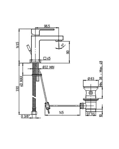 Смеситель для раковины Paini Dax-R 84PW211R Никель PVD