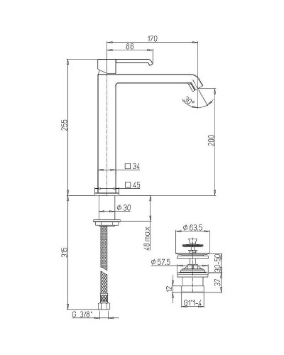Смеситель для раковины Paini Q 19CR211LLESR Хром