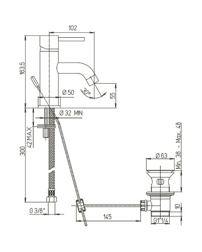 Смеситель для раковины Paini Cox 78PJ211 Матовое золото