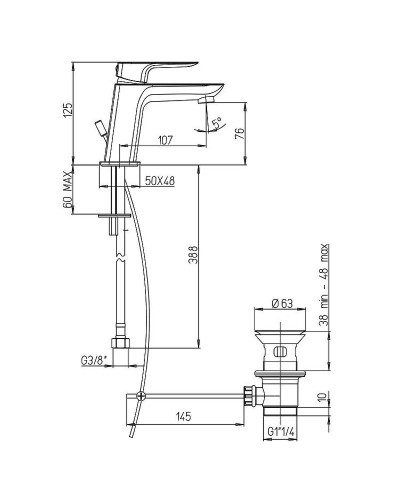 Смеситель для раковины Paini Nove 09BY211TC Белый