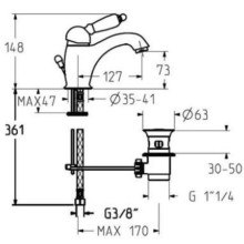 Смеситель для раковины с донным клапаном Gattoni Orta 2746/27DOoro