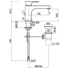 Смеситель для раковины с донным клапаном Gattoni H2OMIX 1000 1043/10C0cr