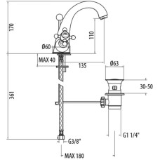 Смеситель для раковины с донным клапаном Gattoni Vivaldi 1232012C0CR