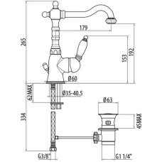 Смеситель для раковины с донным клапаном Gattoni Orta 2741/27D0ORO
