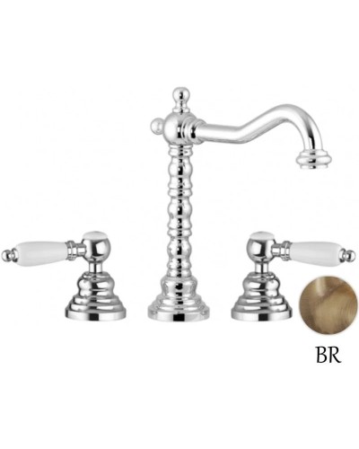 Смеситель для раковины на 3 отверстия с донным клапаном Gattoni Vivaldi Lever 13100/13V0BR