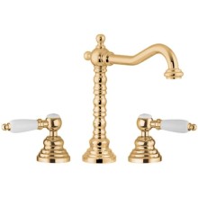 Смеситель для раковины на 3 отверстия с донным клапаном Gattoni Vivaldi Lever 13100/13D0ORO