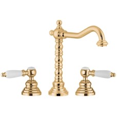 Смеситель для раковины на 3 отверстия с донным клапаном Gattoni Vivaldi Lever 13100/13D0ORO