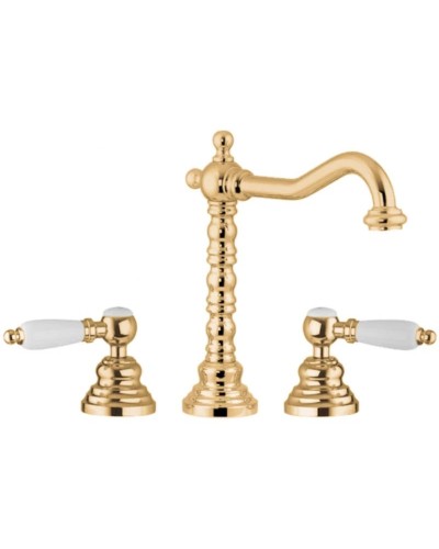 Смеситель для раковины на 3 отверстия с донным клапаном Gattoni Vivaldi Lever 13100/13D0ORO