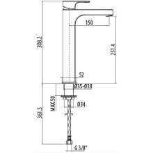 Смеситель для раковины чаши без донного клапана Gattoni H2OMIX 1000 1046/10C0CR