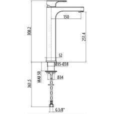 Смеситель для раковины чаши без донного клапана Gattoni H2OMIX 1000 1046/10C0CR