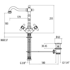 Смеситель для раковины с донным клапаном Gattoni Versilia 1030010D0ORO