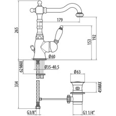 Смеситель для раковины с донным клапаном Gattoni Orta 2741/27C0CR