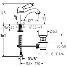 Смеситель для раковины с донным клапаном Gattoni Orta 2746/27C0CR
