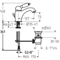 Смеситель для раковины с донным клапаном Gattoni Orta 2746/27C0CR