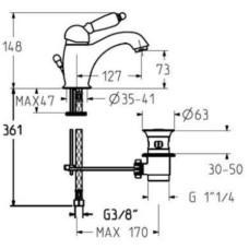 Смеситель для раковины с донным клапаном Gattoni Orta 2746/27V0BR