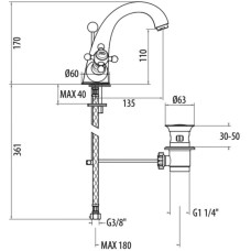 Смеситель для раковины с донным клапаном Gattoni Vivaldi 1232012V0BR