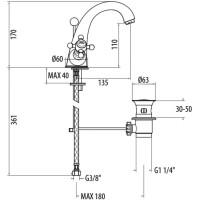 Смеситель для раковины с донным клапаном Gattoni Vivaldi 1232012D0ORO