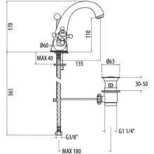Смеситель для раковины с донным клапаном Gattoni Vivaldi 1232012D0ORO