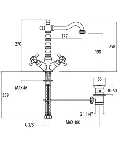 Смеситель для раковины с донным клапаном Gattoni Vivaldi 1230012C0CR