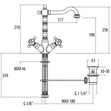 Смеситель для раковины с донным клапаном Gattoni Vivaldi 1230012D0ORO